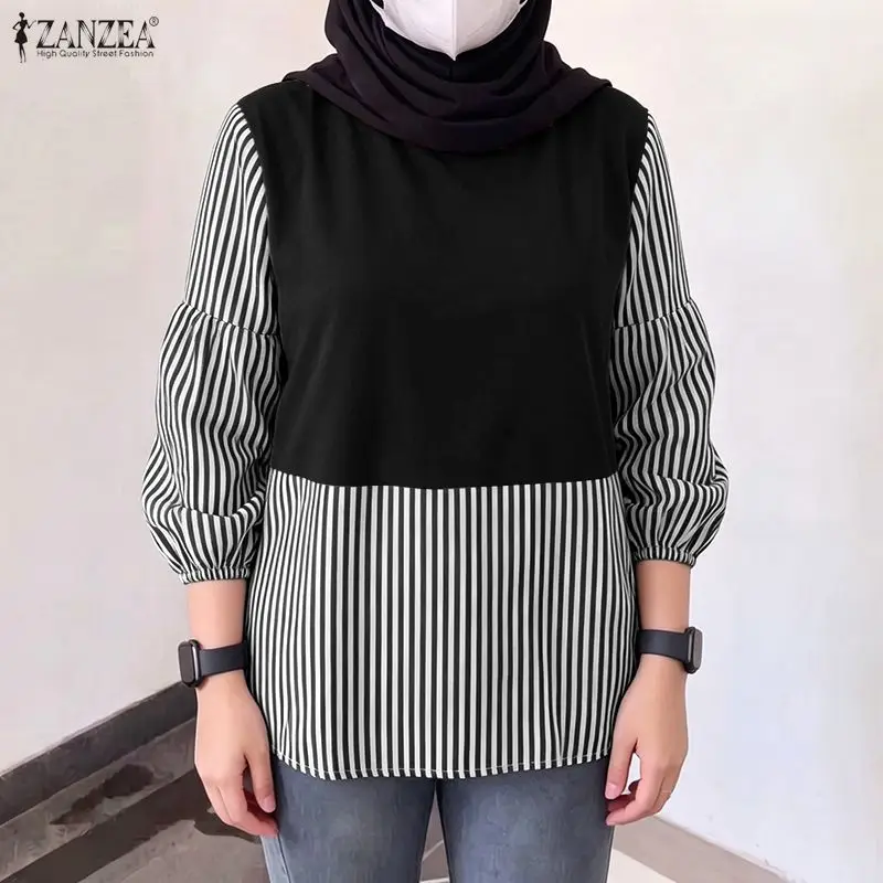 ZANZEA Summer Stripe Patchwork Blouse Muslim Woman Tops Women Casual O Neck 3/4 Sleeve Work Shirt Baggy Blusas Female Mujer 2026
ZANZEA Summer Stripe Patchwork Blouse Muslim Woman Tops Women Casual O Neck 3/4 Sleeve Work Shirt Baggy Blusas Female Mujer 2026