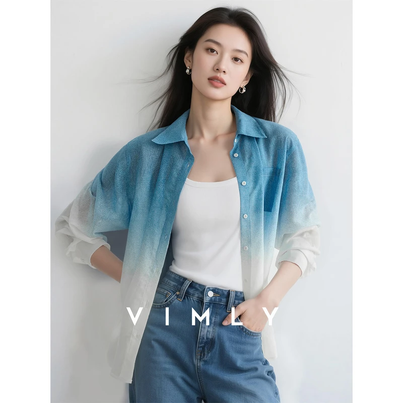 VIMLY Women's Casual Shirts Smudge Turn-down Neck Ladies Blouses Autumn 2025 Loose Elegant Pockets Gradient Female Tops A2818
VIMLY Women's Casual Shirts Smudge Turn-down Neck Ladies Blouses Autumn 2025 Loose Elegant Pockets Gradient Female Tops A2818