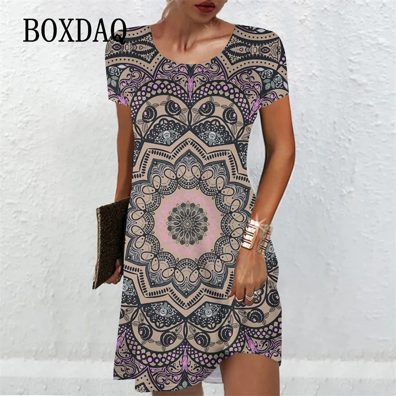 New 2025 Summer Vintage Dress For Womens Short Sleeve O-Neck Loose A-Line Dress Casual 3D Floral Print Beach Party Dress Vestido
New 2025 Summer Vintage Dress For Womens Short Sleeve O-Neck Loose A-Line Dress Casual 3D Floral Print Beach Party Dress Vestido