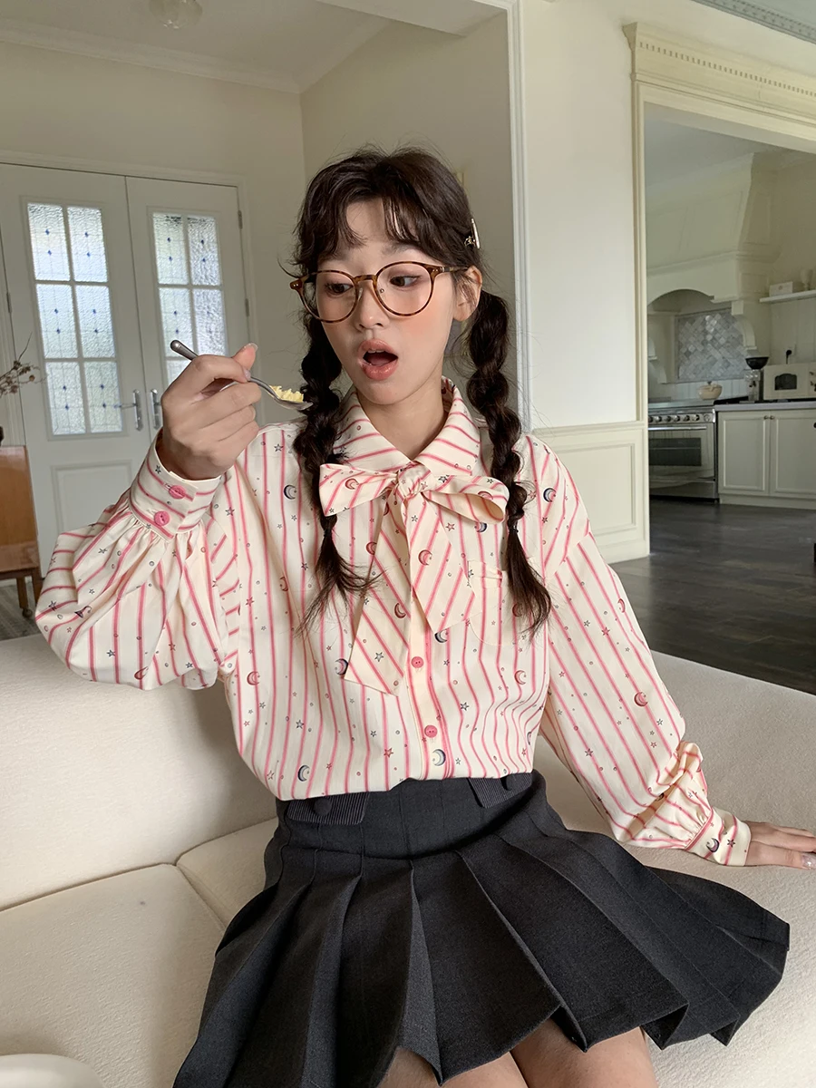 Pink Striped irt Women's Long Sve Tie Ne Knot Jiang Jam 2025 New Sle Cotton Polyester Blend Loose Fit irt
Pink Striped irt Women's Long Sve Tie Ne Knot Jiang Jam 2025 New Sle Cotton Polyester Blend Loose Fit irt