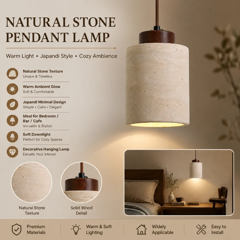 Travertine Pendant Light Natural Stone Wood LED Hanging Lamp for Dining Room Kitchen Island Bedroom Cafe Homestay Pendant Light
Travertine Pendant Light Natural Stone Wood LED Hanging Lamp for Dining Room Kitchen Island Bedroom Cafe Homestay Pendant Light