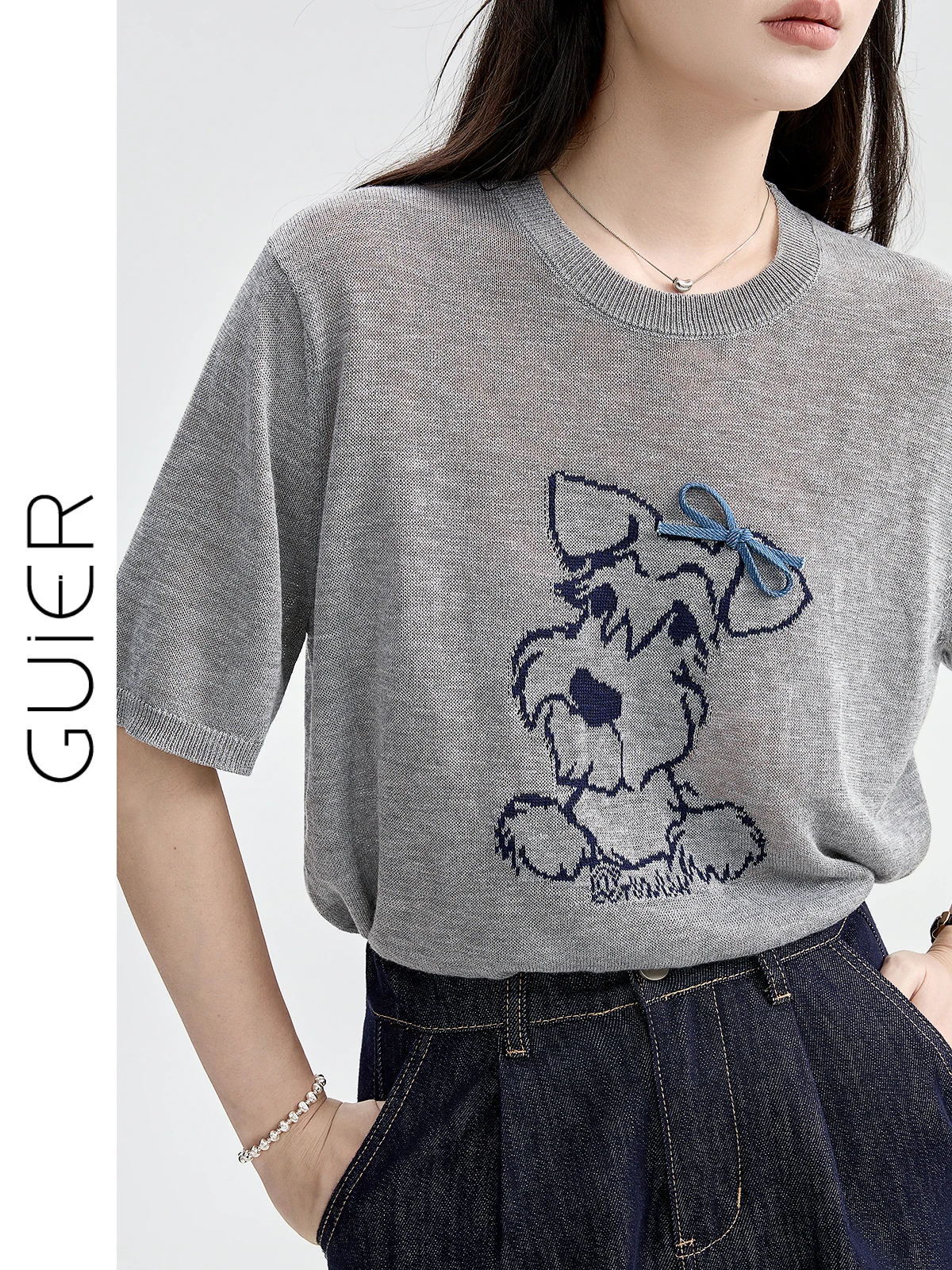 Женская летняя повседневная футболка свободного кроя с круглым вырезом, коротким рукавом, из бамбукового вискозного трикотажа, с вышивкой в виде собаки
Женская летняя повседневная футболка свободного кроя с круглым вырезом, коротким рукавом, из бамбукового вискозного трикотажа, с вышивкой в виде собаки