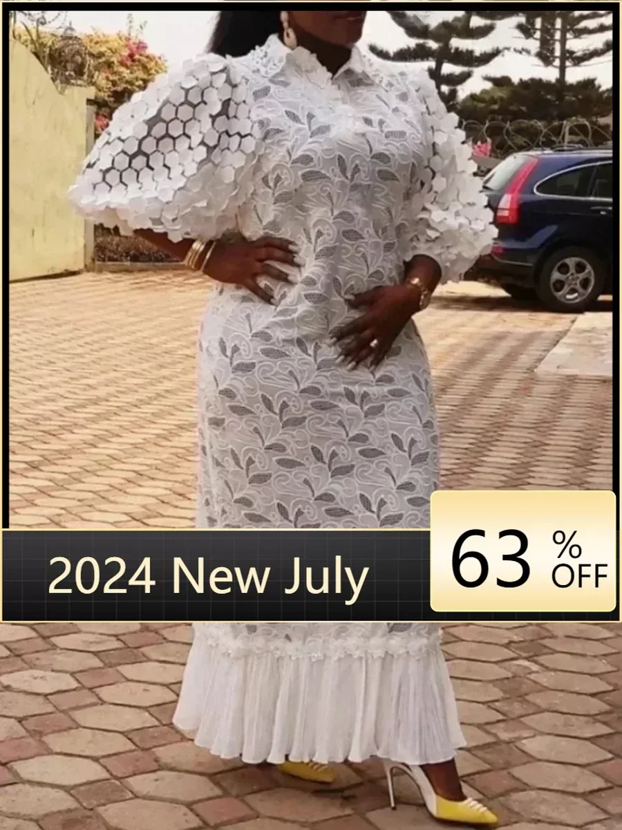 2024 Lace White Dresses for Women Wedding Elegant Turn Down Collar Puff Sleeves Pleated Hem Midi Dress Luxury Occasion Clothes
2024 Lace White Dresses for Women Wedding Elegant Turn Down Collar Puff Sleeves Pleated Hem Midi Dress Luxury Occasion Clothes