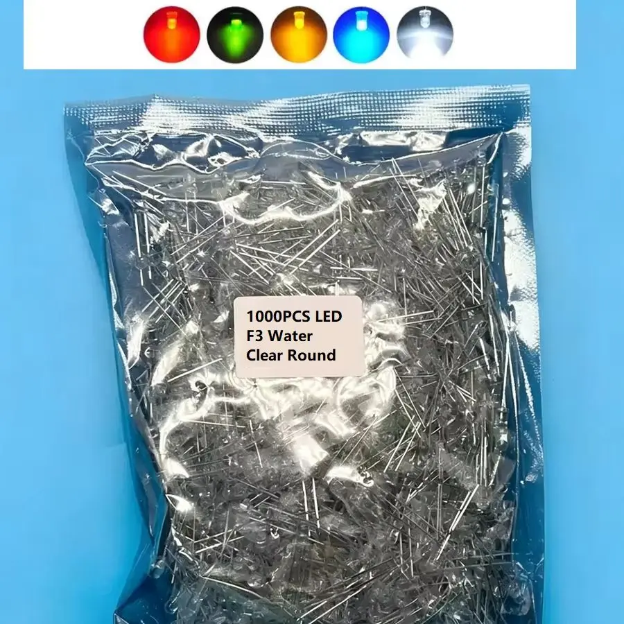 1000PCS LED F3 Water Clear Round 3mm Light Emitting Diode Red Blue Orange White Green Yellow
1000PCS LED F3 Water Clear Round 3mm Light Emitting Diode Red Blue Orange White Green Yellow