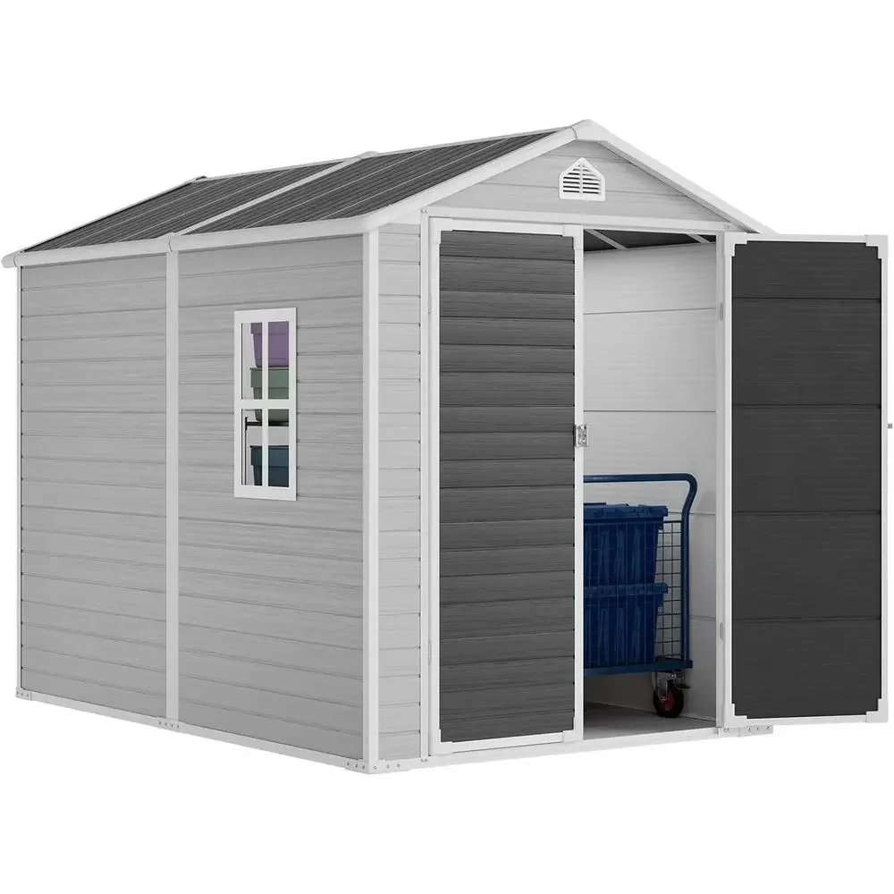 6x8x8ft Outdoor Resin Shed with Floor, 21-Gauge Steel Frame, Thick Walls - Ideal for Multi-Purpose Storage
6x8x8ft Outdoor Resin Shed with Floor, 21-Gauge Steel Frame, Thick Walls - Ideal for Multi-Purpose Storage