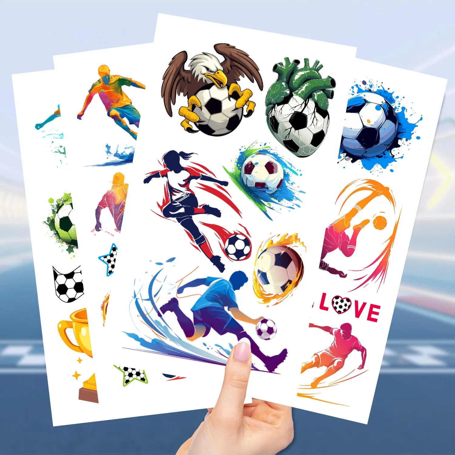 10Sheets Temporary Tattoo Sports Football Stickers Cartoon Soccer Fan Tattoos Stickers Waterproof Disposable Decoration
10Sheets Temporary Tattoo Sports Football Stickers Cartoon Soccer Fan Tattoos Stickers Waterproof Disposable Decoration
