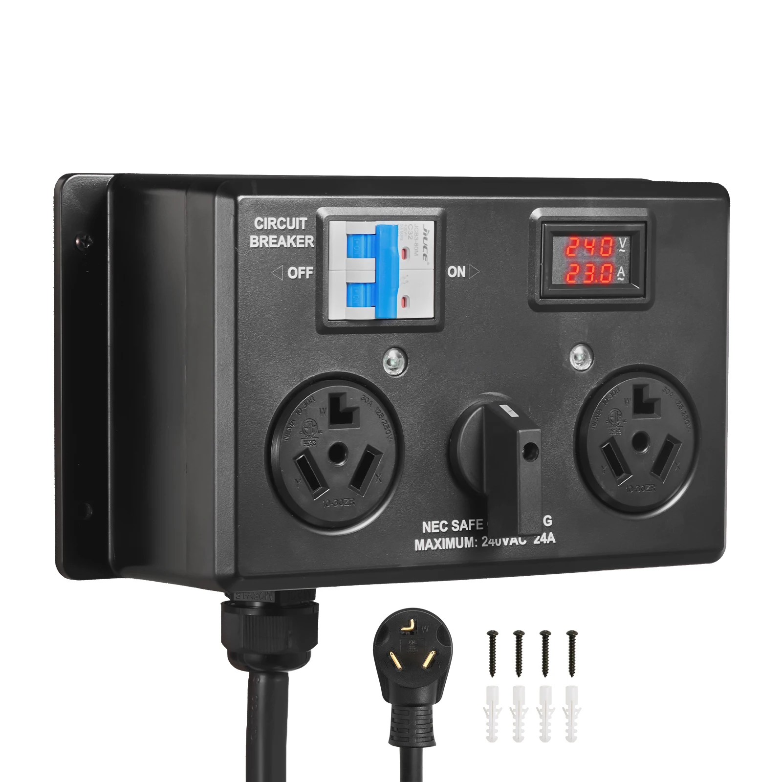 SucceBuy Manual EV Charging Switch for Dryer & EV 24A Max 240V with Circuit Breaker Real-Time Display Hand-Operated Selector ETL
SucceBuy Manual EV Charging Switch for Dryer & EV 24A Max 240V with Circuit Breaker Real-Time Display Hand-Operated Selector ETL