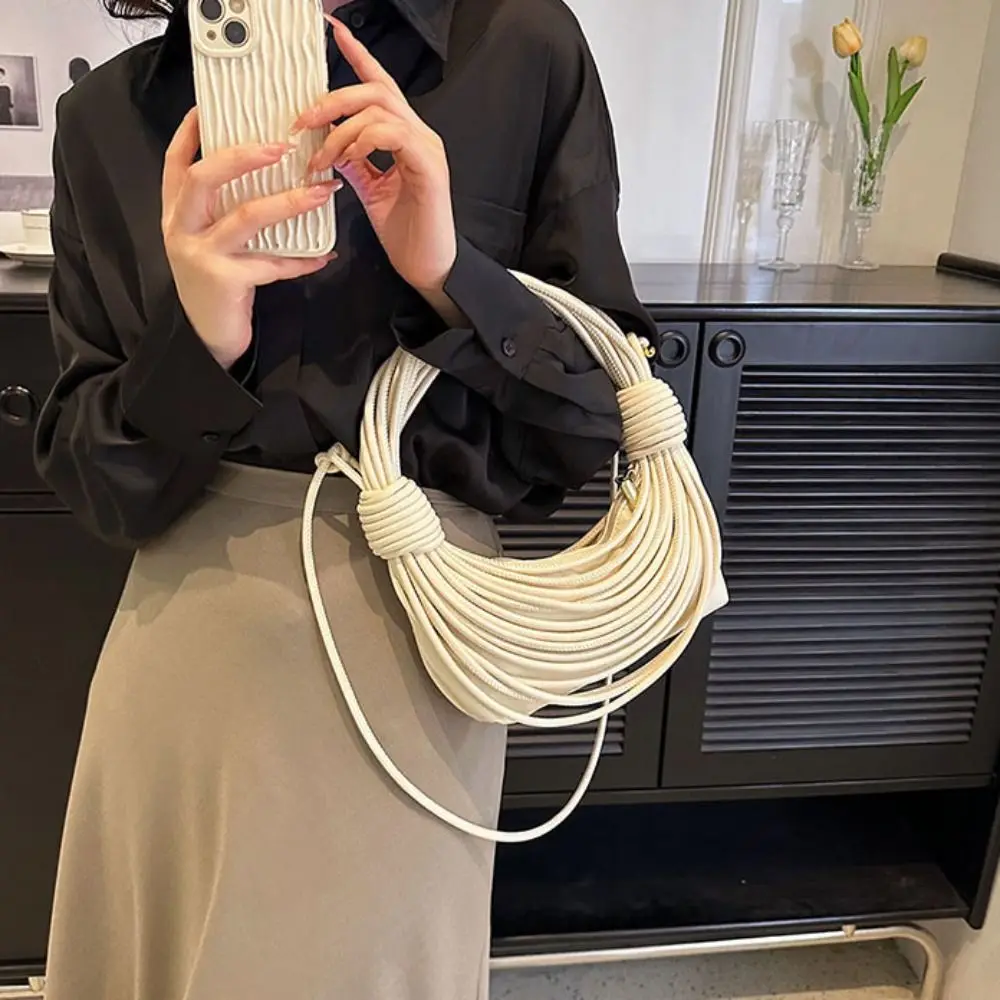 Simple Half-Moon Bag Handwoven Noodle Bag PU Rope Knotted INS Shoulder Bag Korean Style Luxury Fashion Underarm Bag Outdoor
Simple Half-Moon Bag Handwoven Noodle Bag PU Rope Knotted INS Shoulder Bag Korean Style Luxury Fashion Underarm Bag Outdoor