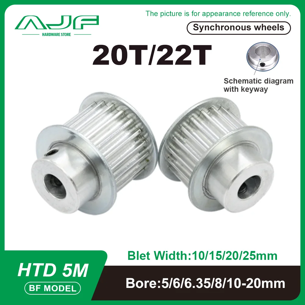 20Teeth 22Teeth HTD5M Timing Pulley BF Type 5M 20T 22T Synchronous Wheel for Belt Width 10/15/20/25mm Bore 5-20mm Ptich 5mm
20Teeth 22Teeth HTD5M Timing Pulley BF Type 5M 20T 22T Synchronous Wheel for Belt Width 10/15/20/25mm Bore 5-20mm Ptich 5mm