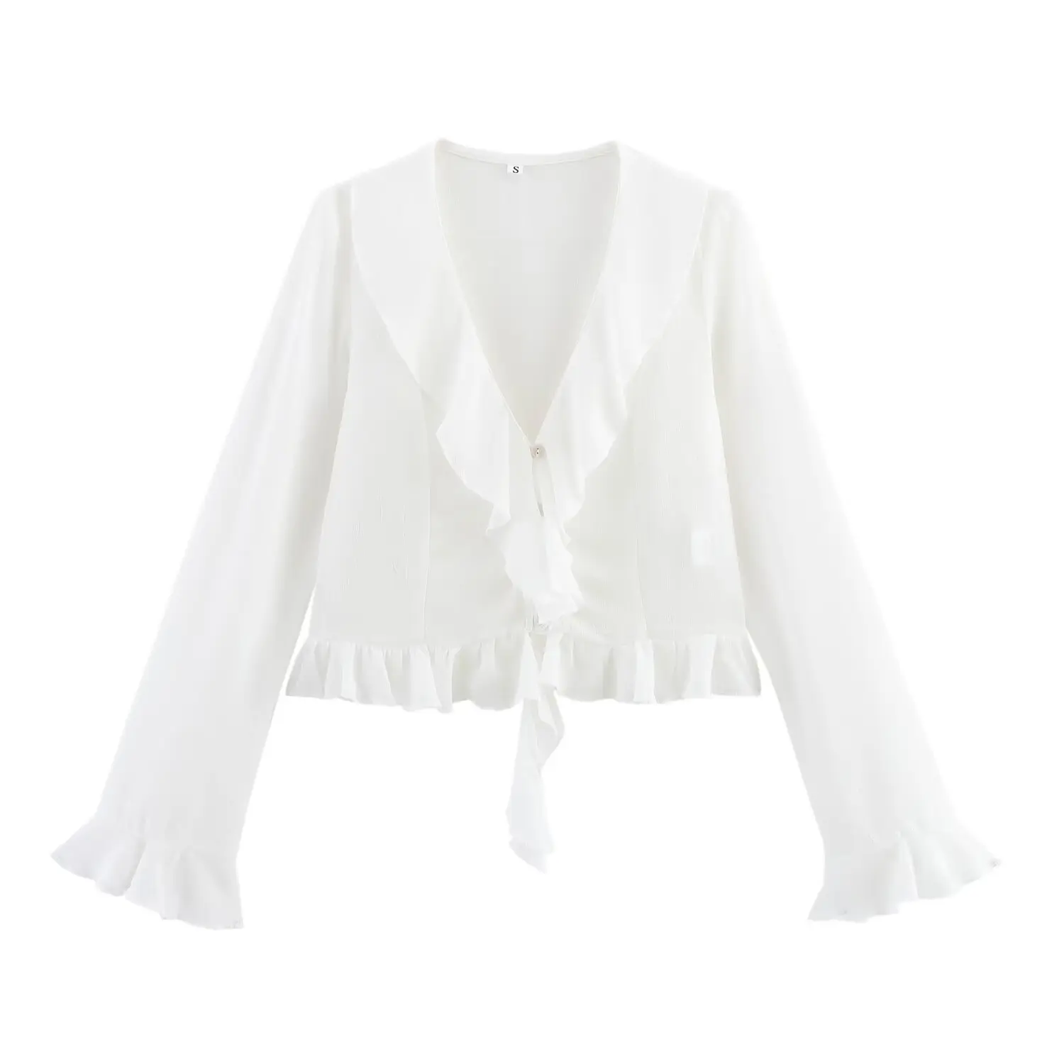 Taop&Za women's 2025 spring new versatile layered decoration translucent long-sleeved V-neck shirt 3666053
Taop&Za women's 2025 spring new versatile layered decoration translucent long-sleeved V-neck shirt 3666053