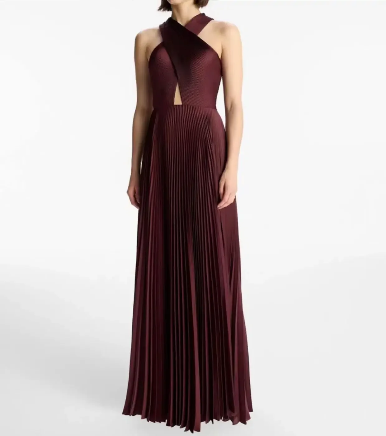 2024 Light luxury design chocolate colored dress with satin texture and pleated cross design, backless dress
2024 Light luxury design chocolate colored dress with satin texture and pleated cross design, backless dress