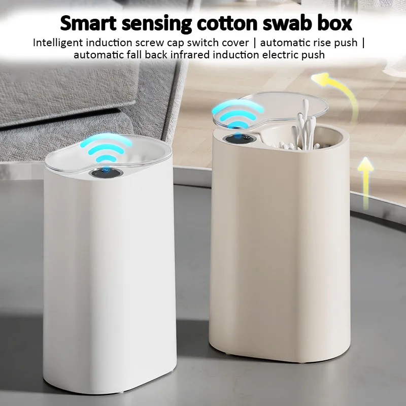 Induction Cotton Swab Box Automatic Dispenser Cotton Swab Container Box Dustproof Lid Makeup Organizer for Bathroom Home Storage
Induction Cotton Swab Box Automatic Dispenser Cotton Swab Container Box Dustproof Lid Makeup Organizer for Bathroom Home Storage