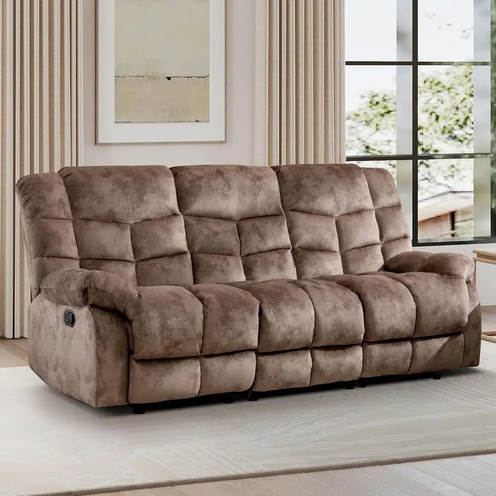 3-Seat Manual Reclining Sofa with Armrests and Padded Backrest, Ideal for Living Room, Bedroom, or Office, Light Brown
3-Seat Manual Reclining Sofa with Armrests and Padded Backrest, Ideal for Living Room, Bedroom, or Office, Light Brown