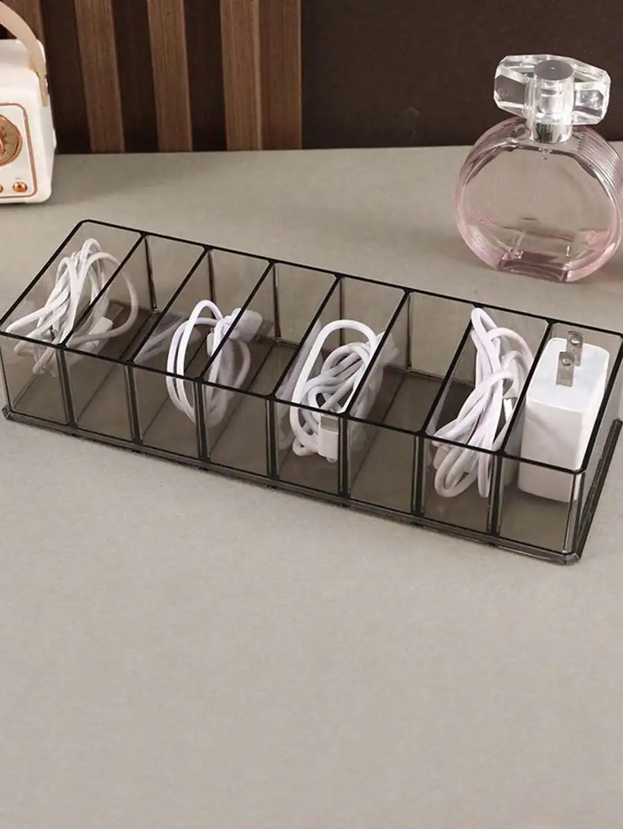 Clear Acrylic Cable Organizer Box With 5 Compartments For Chargers Adapters And Accessories
Clear Acrylic Cable Organizer Box With 5 Compartments For Chargers Adapters And Accessories