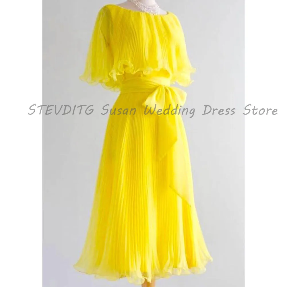 Yellow Evening Dresses Half Sleeves A Line O Neck High Quality Tea Length Banquet Celebrity Female Gowns Prom Party Pretty
Yellow Evening Dresses Half Sleeves A Line O Neck High Quality Tea Length Banquet Celebrity Female Gowns Prom Party Pretty