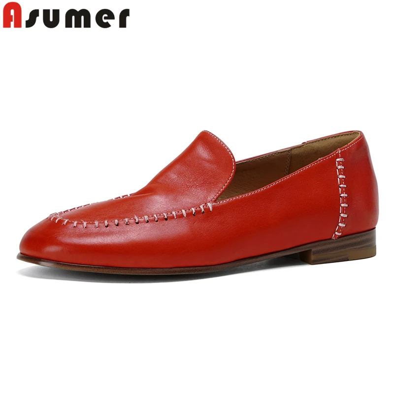 ASUMER Ins Fashion Genuine Leather Flat Shoes Red Black Women Loafers Pull On Spring Summer Ladies Party Dress Shoes Flats
ASUMER Ins Fashion Genuine Leather Flat Shoes Red Black Women Loafers Pull On Spring Summer Ladies Party Dress Shoes Flats