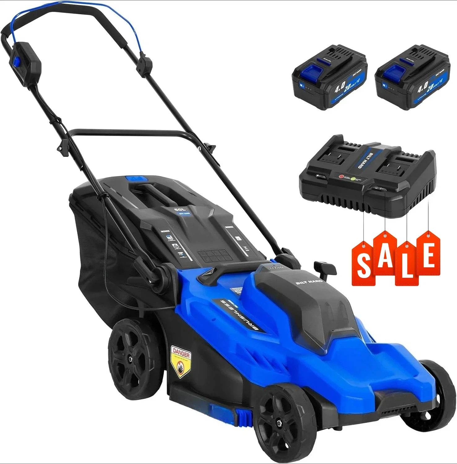 40V 17" Brushless Cordless Lawn Mower, 2-in-1 Electric Lawn Mower, Push Lawnmower with 6-Position Height Adjustment
40V 17" Brushless Cordless Lawn Mower, 2-in-1 Electric Lawn Mower, Push Lawnmower with 6-Position Height Adjustment