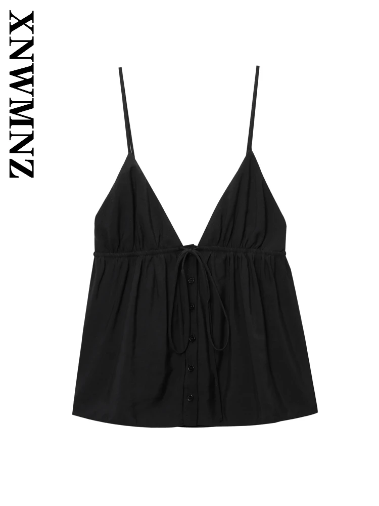 XNWMNZ 2025 Summer New Woman Party club Sleeveless Shoulder Backless Slip Top Chic Woman's thin shoulder strap Top Simple Tie
XNWMNZ 2025 Summer New Woman Party club Sleeveless Shoulder Backless Slip Top Chic Woman's thin shoulder strap Top Simple Tie