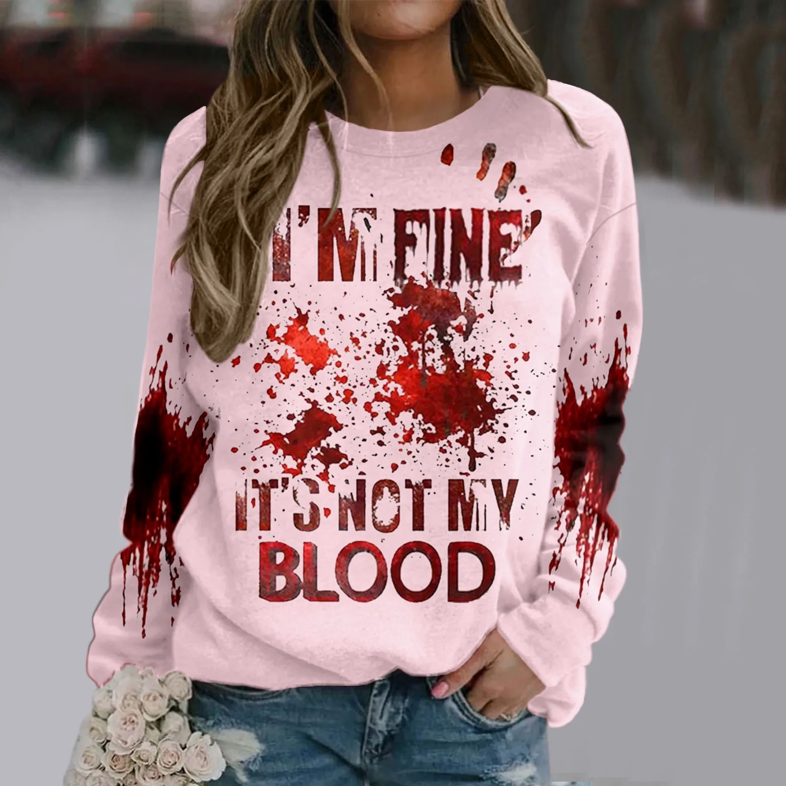 Bloody Letter Print New Casual Long Sleeve O Neck Pullovers Tops Harajuku T Streetwear Ropa Mujer Aesthetic Halloween Clothes
Bloody Letter Print New Casual Long Sleeve O Neck Pullovers Tops Harajuku T Streetwear Ropa Mujer Aesthetic Halloween Clothes