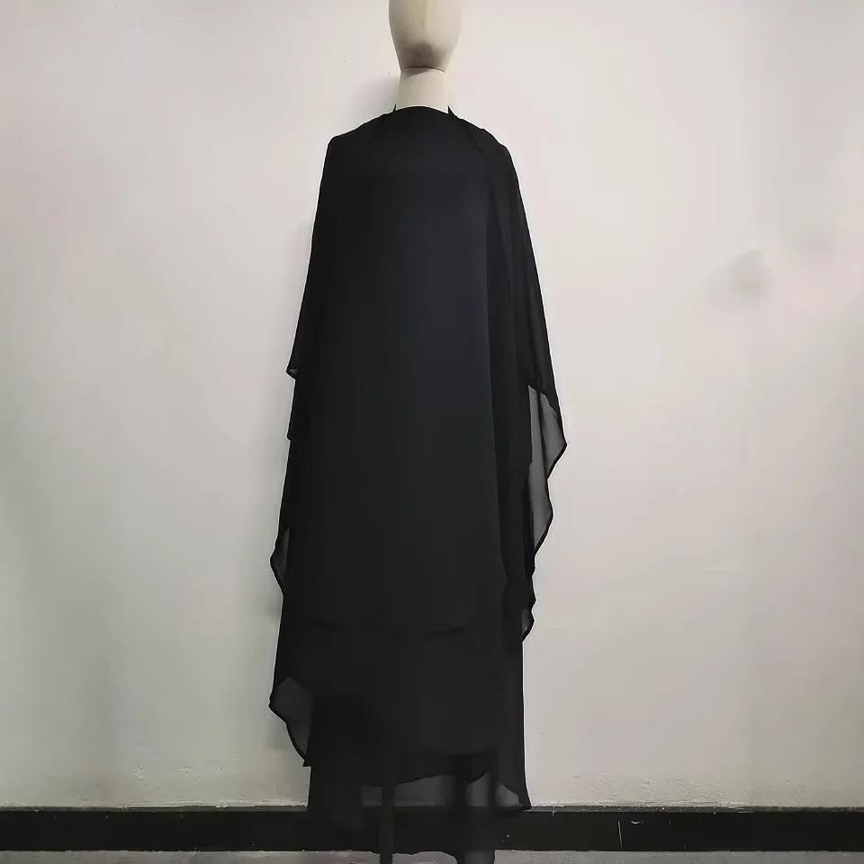 Pure Black Color 2 Layers Chiffon Fabric Plus Length Style Malaysia Muslim Khimar Hijab for Eid
Pure Black Color 2 Layers Chiffon Fabric Plus Length Style Malaysia Muslim Khimar Hijab for Eid