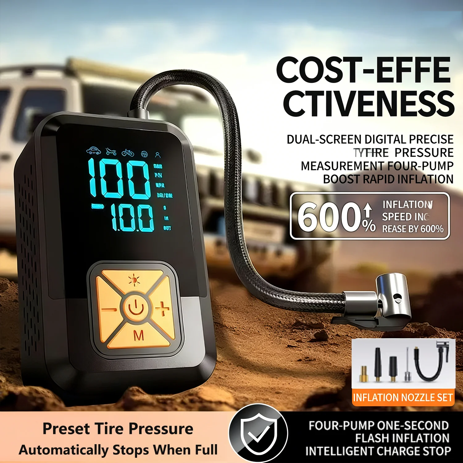 Portable Tire Inflator Digital Cordless Car Tyre Inflator for Motocycle Bicycle Balls Dual Isplay Compressor Smart Air Pump
Portable Tire Inflator Digital Cordless Car Tyre Inflator for Motocycle Bicycle Balls Dual Isplay Compressor Smart Air Pump