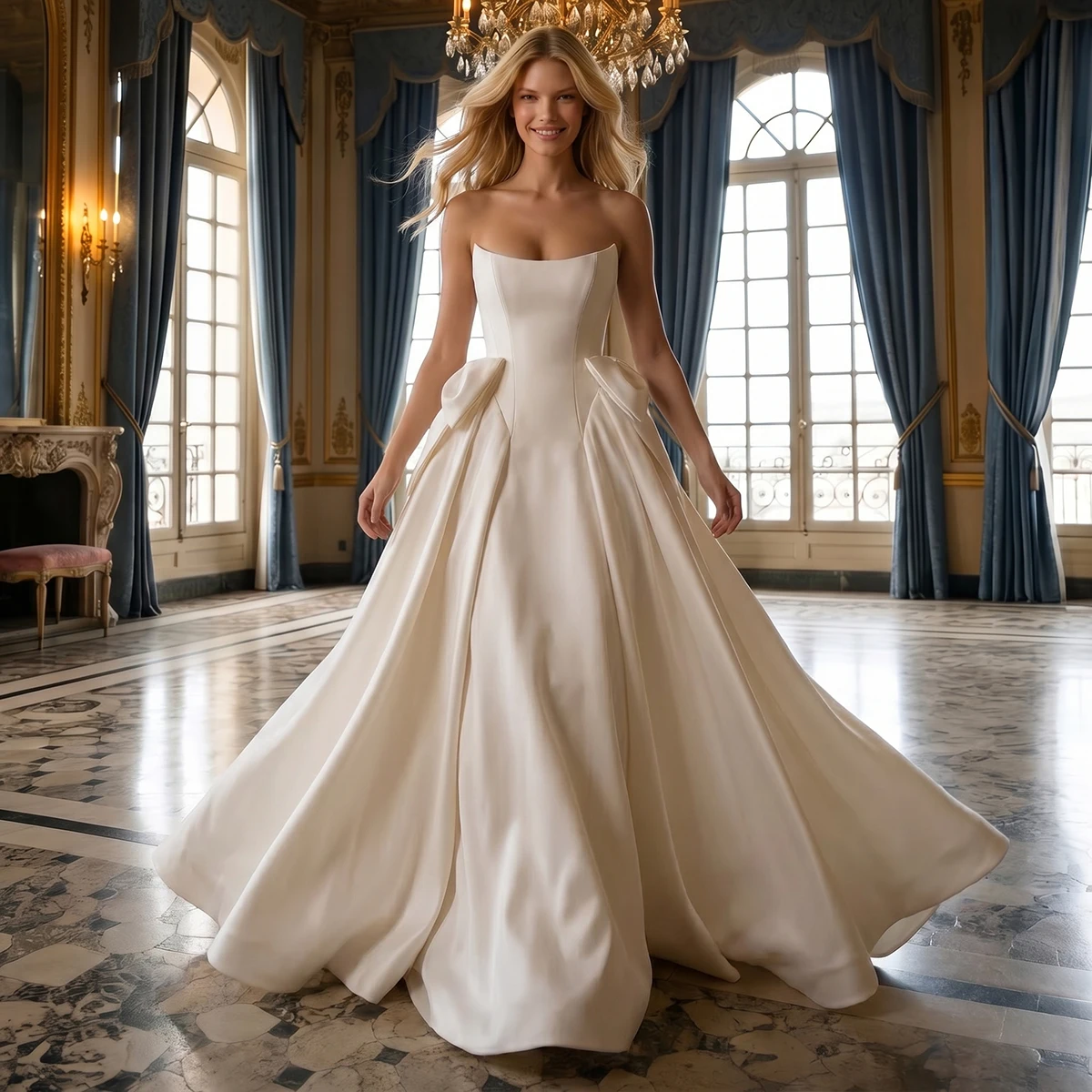 Beach Vestidos Novia Strapless Wedding Dress With Train Satin Long Ball Gown Pleated A Line Bridal Party Gown For Bride
Beach Vestidos Novia Strapless Wedding Dress With Train Satin Long Ball Gown Pleated A Line Bridal Party Gown For Bride