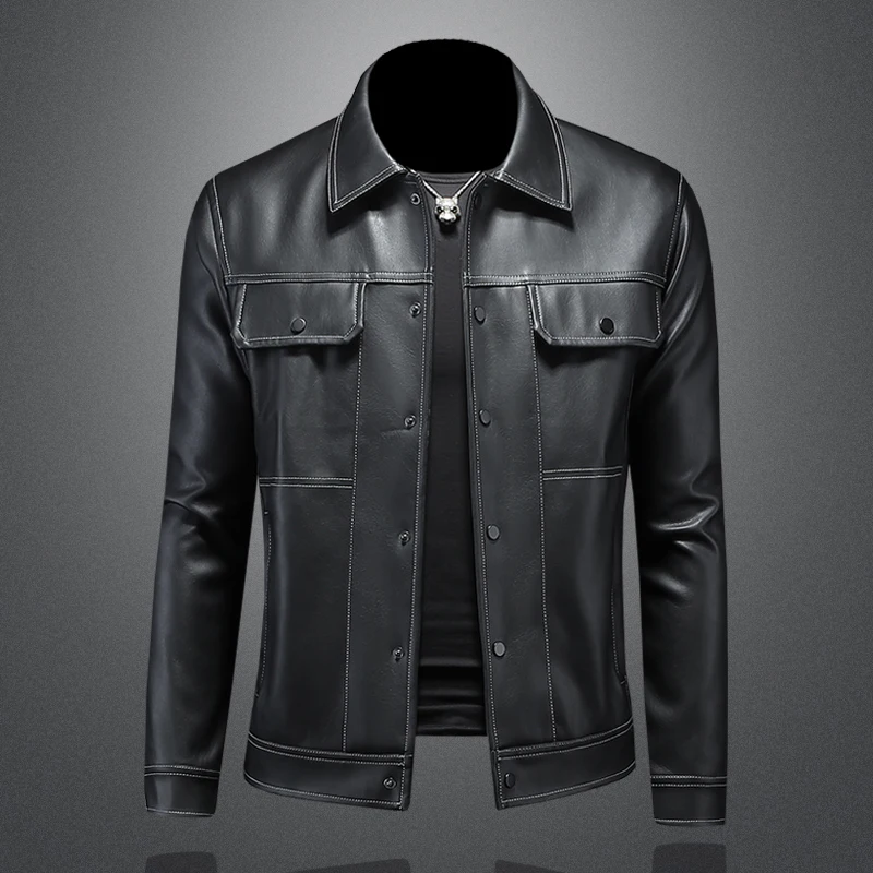 2024 autumn and winter new men's lapel single breasted motorcycle leather jacket slim fit men's leather jacket
2024 autumn and winter new men's lapel single breasted motorcycle leather jacket slim fit men's leather jacket