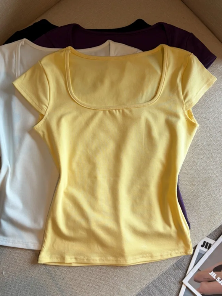 Sexy Spicy Girl Short Sleeve T-Shirt Women's Fashionable Slim Fit Summer New Waist Cinching Square Collar Fly Sleeve Top
Sexy Spicy Girl Short Sleeve T-Shirt Women's Fashionable Slim Fit Summer New Waist Cinching Square Collar Fly Sleeve Top