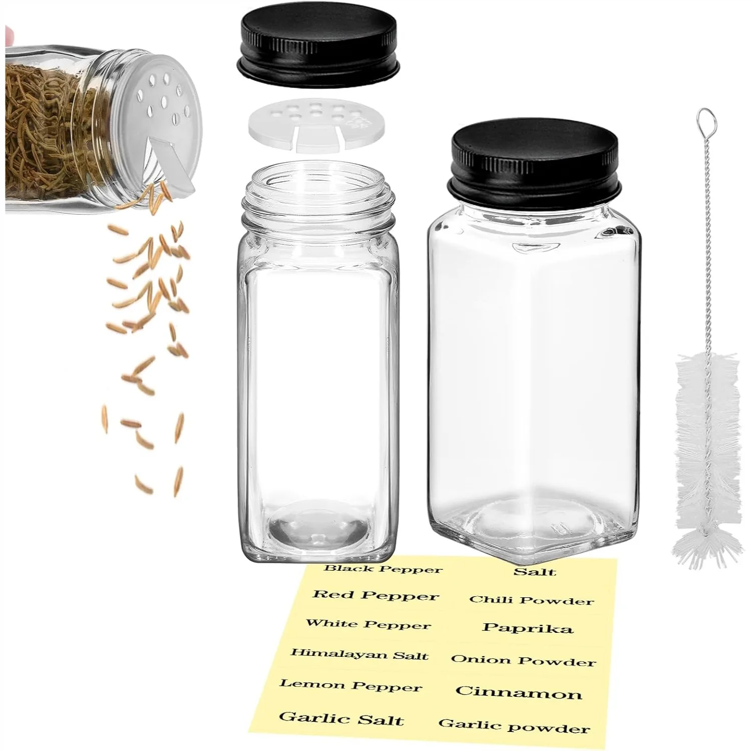 2Pcs 4oz Square Glass Spice Jars with 2-in-1 Shaker Lids and 12 Labels for Salt, Herbs, Sugar, Pepper
2Pcs 4oz Square Glass Spice Jars with 2-in-1 Shaker Lids and 12 Labels for Salt, Herbs, Sugar, Pepper