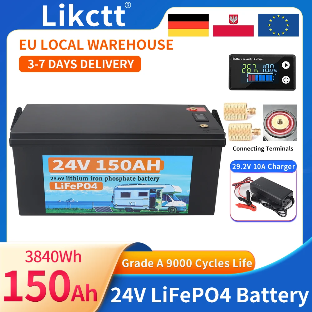 24 В 150 Ач 100 Ач LiFePo4 Встроенный литий-железо-фосфатный аккумулятор BMS 9000 циклов для гольф-кара на колесах Солнечная + зарядное устройство
24 В 150 Ач 100 Ач LiFePo4 Встроенный литий-железо-фосфатный аккумулятор BMS 9000 циклов для гольф-кара на колесах Солнечная + зарядное устройство