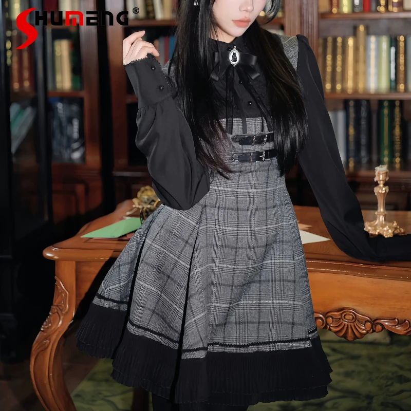 French Retro Black Gray Plaid Short Dress Original 6 Panel Cutting Waist Slim A Line Lolita Dresses Autumn Daily Elegant Outfit
French Retro Black Gray Plaid Short Dress Original 6 Panel Cutting Waist Slim A Line Lolita Dresses Autumn Daily Elegant Outfit