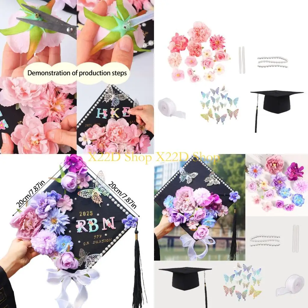 X22D Graduation Hat Embellishment Set Including 3D Butterfly Sticker Artificial Flower Pearls Strands For Graduation Hat Top
X22D Graduation Hat Embellishment Set Including 3D Butterfly Sticker Artificial Flower Pearls Strands For Graduation Hat Top