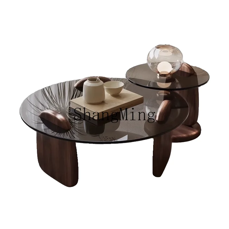 H medieval wabi-sabi wind tempered glass coffee table combination living room home balcony coffee table solid wood round
H medieval wabi-sabi wind tempered glass coffee table combination living room home balcony coffee table solid wood round