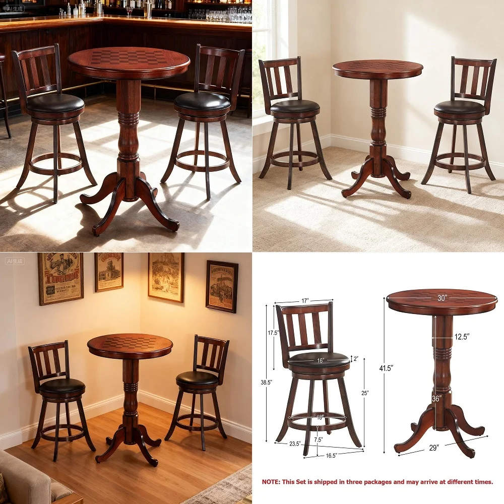 3Piece CounterHeight Dining Table and Chairs, Compact Round Table with Swivel Bar Stools, Retro Style Kitchen and Dining Room F
3Piece CounterHeight Dining Table and Chairs, Compact Round Table with Swivel Bar Stools, Retro Style Kitchen and Dining Room F