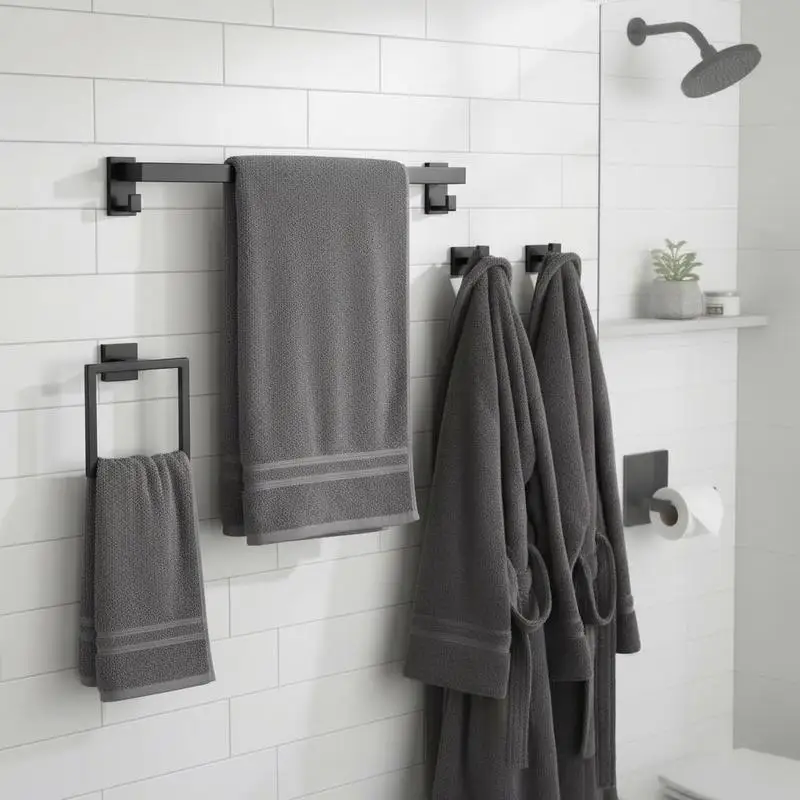 Matte Black Bath Fixture Kit 5-Piece For Restroom Hotel Apartment Wall Mount 24-inch Towel Rail Storage Rack Robe Hooks Toile
Matte Black Bath Fixture Kit 5-Piece For Restroom Hotel Apartment Wall Mount 24-inch Towel Rail Storage Rack Robe Hooks Toile
