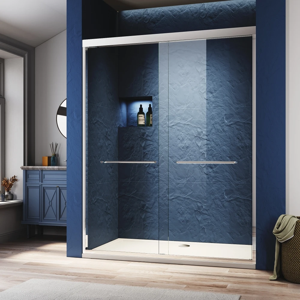 Sliding Shower Glass Door 56-60 in. W x 72 in. H, Adjustable Semi Frameless Shower Door, Certified Thick Clear Clear Tempered
Sliding Shower Glass Door 56-60 in. W x 72 in. H, Adjustable Semi Frameless Shower Door, Certified Thick Clear Clear Tempered
