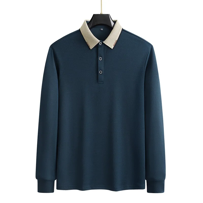 Мужская черная рубашка-поло с длинным рукавом, контрастным бежевым воротником, на пуговицах, приталенная, повседневная, деловая
Мужская черная рубашка-поло с длинным рукавом, контрастным бежевым воротником, на пуговицах, приталенная, повседневная, деловая