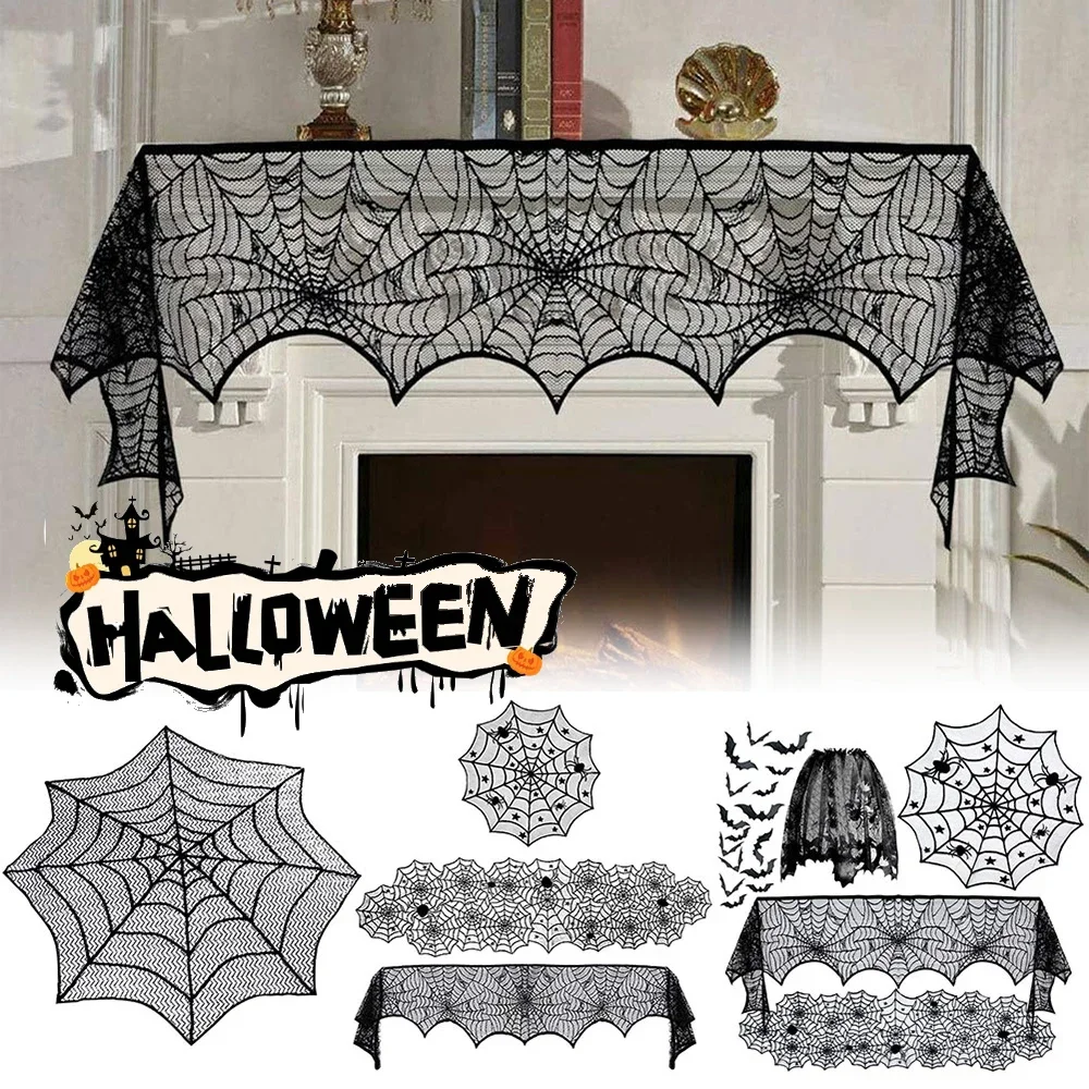 Halloween Tablecloth Black Lace Table Flag Spider Web Tablecloth Fireplace Cover Halloween Decorations For Home Parties Decor
Halloween Tablecloth Black Lace Table Flag Spider Web Tablecloth Fireplace Cover Halloween Decorations For Home Parties Decor