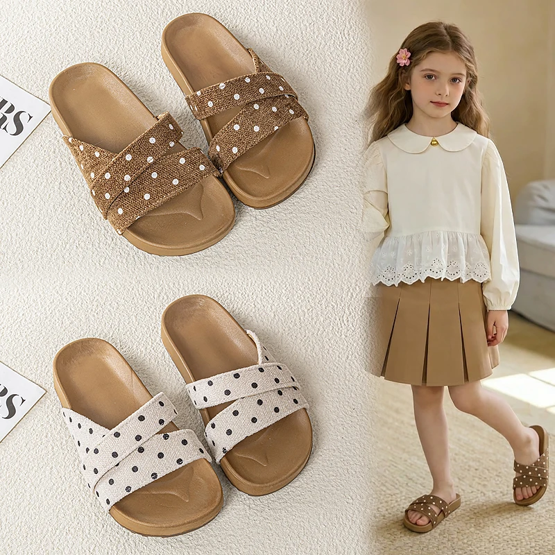 Girls Polka Dot Sandals Soft Non-Slip Slippers Fashion Cross Strap Kids Casual Beach Shoes Summer Walking Sandals for Children
Girls Polka Dot Sandals Soft Non-Slip Slippers Fashion Cross Strap Kids Casual Beach Shoes Summer Walking Sandals for Children