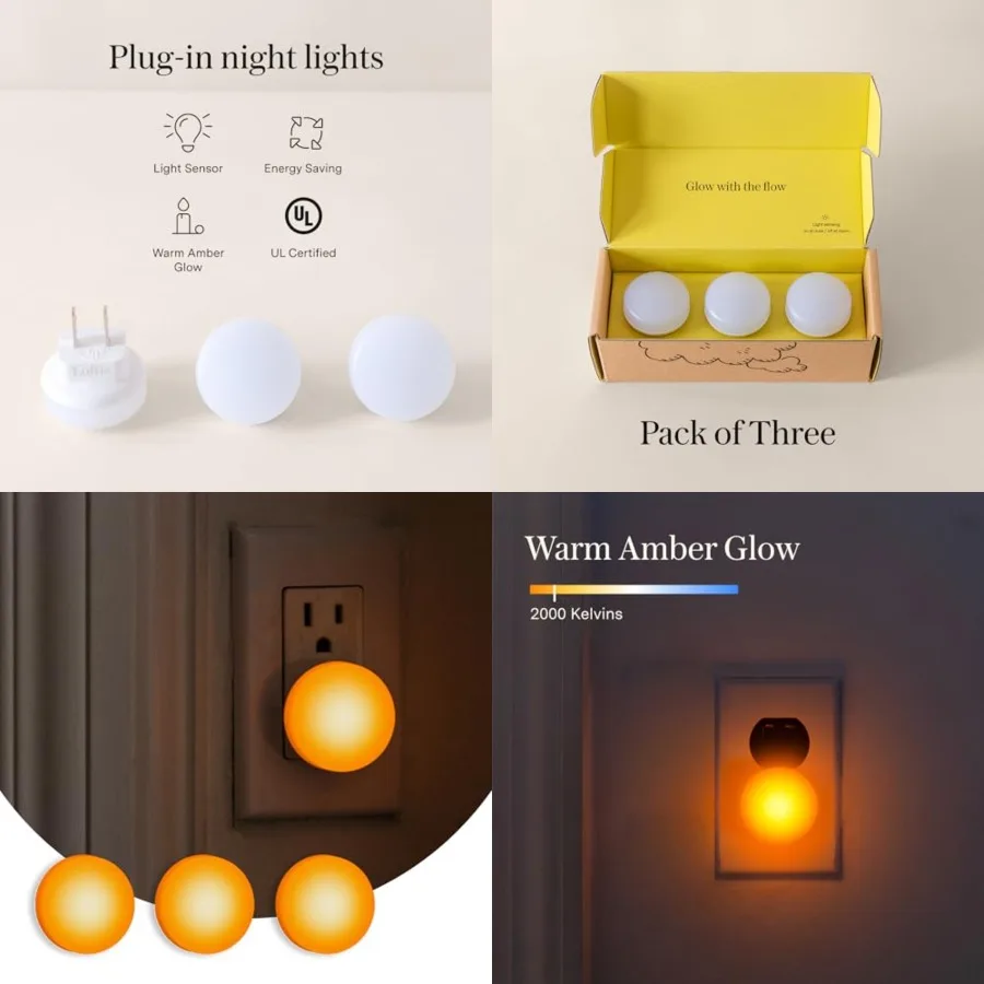 Night Lights Plug into Wall - 0.5W Plug in Night Light - Glow, Wall Light Sensing Dusk to Dawn - 2000K, UL Certified - Nightlig
Night Lights Plug into Wall - 0.5W Plug in Night Light - Glow, Wall Light Sensing Dusk to Dawn - 2000K, UL Certified - Nightlig