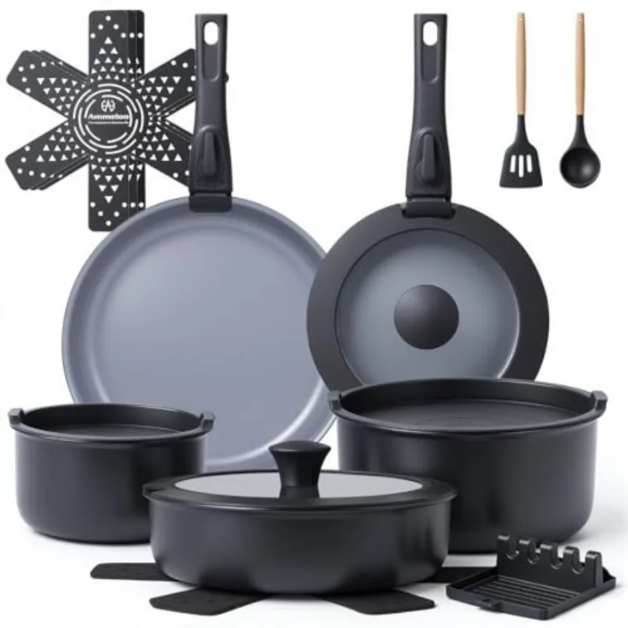 18-Piece Ceramic Pots and Pans Set Non Stick Non Toxic Cookware Set with Removable Handles Pot Sets for Cooking Induction Ready
18-Piece Ceramic Pots and Pans Set Non Stick Non Toxic Cookware Set with Removable Handles Pot Sets for Cooking Induction Ready