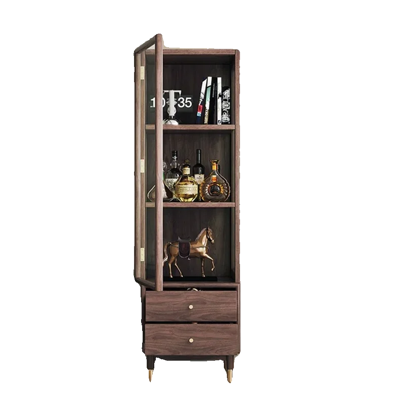 North American black walnut wine cabinet Japanese style living room TV side cabinet Nordic oak glass storage display book
North American black walnut wine cabinet Japanese style living room TV side cabinet Nordic oak glass storage display book