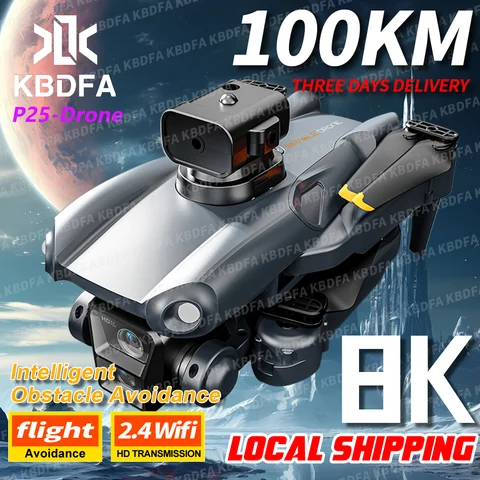 KBDFA P25 Drone 4K 8K HDกล้องถ่ายภาพแบบพับได้RC Quadcopterหลีกเลี่ยงอุปสรรคMini UAVรีโมทคอนโทรลของเล่น