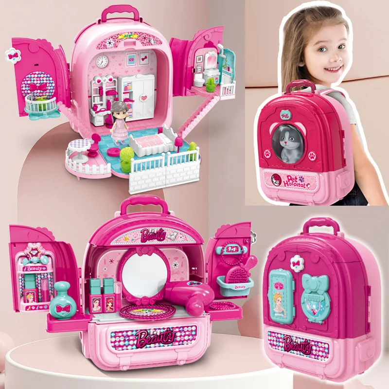 Simulation Pet Backpack Kids Kitchen Cooking Tableware Dressing Doctor Tool Backpack Toy Set Multifunctional Play House Toy Gift
Simulation Pet Backpack Kids Kitchen Cooking Tableware Dressing Doctor Tool Backpack Toy Set Multifunctional Play House Toy Gift