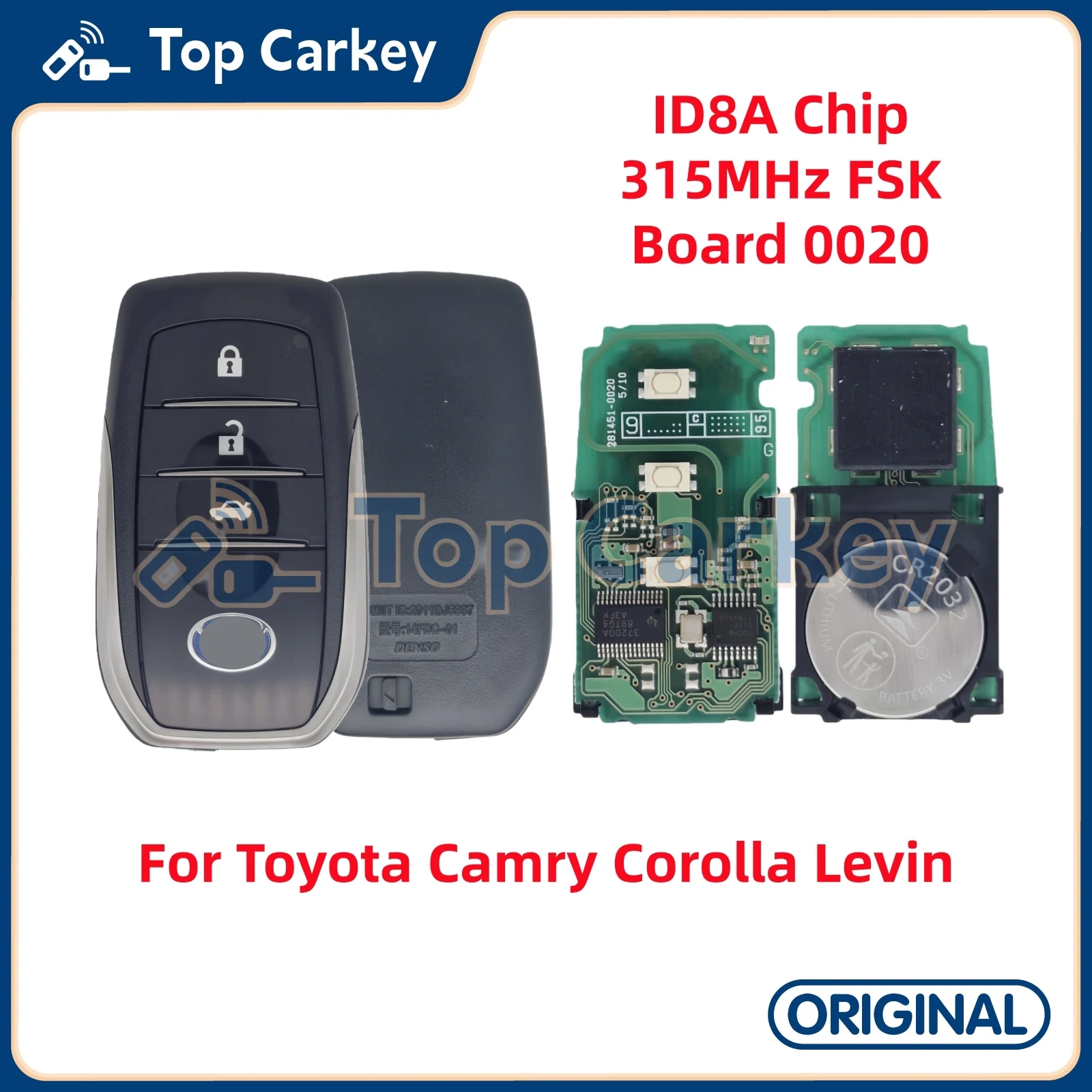 Оригинальный умный дистанционный ключ TopCarkey OEM ID8A, плата 315 МГц 0020 для Toyota Camry Corolla Levin
Оригинальный умный дистанционный ключ TopCarkey OEM ID8A, плата 315 МГц 0020 для Toyota Camry Corolla Levin