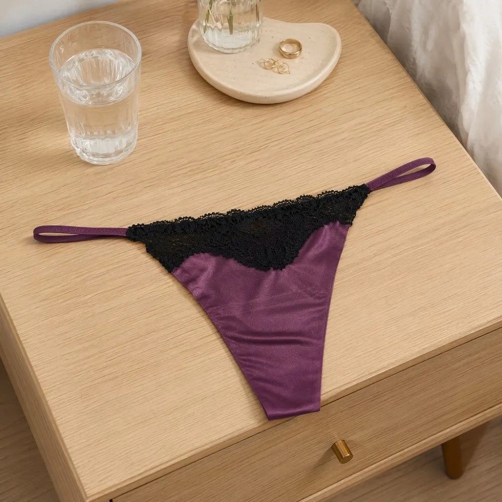 Cotton Crotch Lace Ice Silk Thong Low Waist Thin Strap Bikini Briefs Underpants Solid Color T-back Panties Ladies Lingerie
Cotton Crotch Lace Ice Silk Thong Low Waist Thin Strap Bikini Briefs Underpants Solid Color T-back Panties Ladies Lingerie