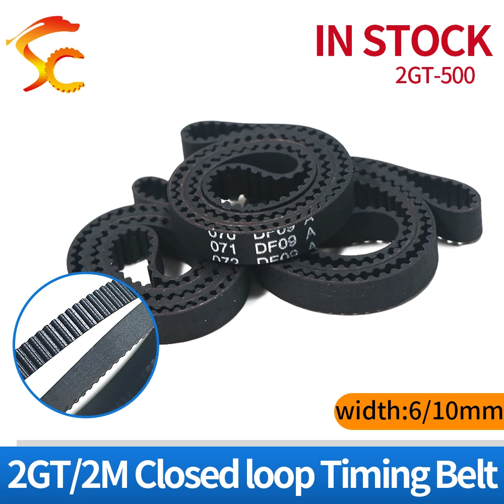 GT2/2M timing belt Length 500 width 6/10mm Teeth 250T Closed Loop 2GT synchronous belt
GT2/2M timing belt Length 500 width 6/10mm Teeth 250T Closed Loop 2GT synchronous belt