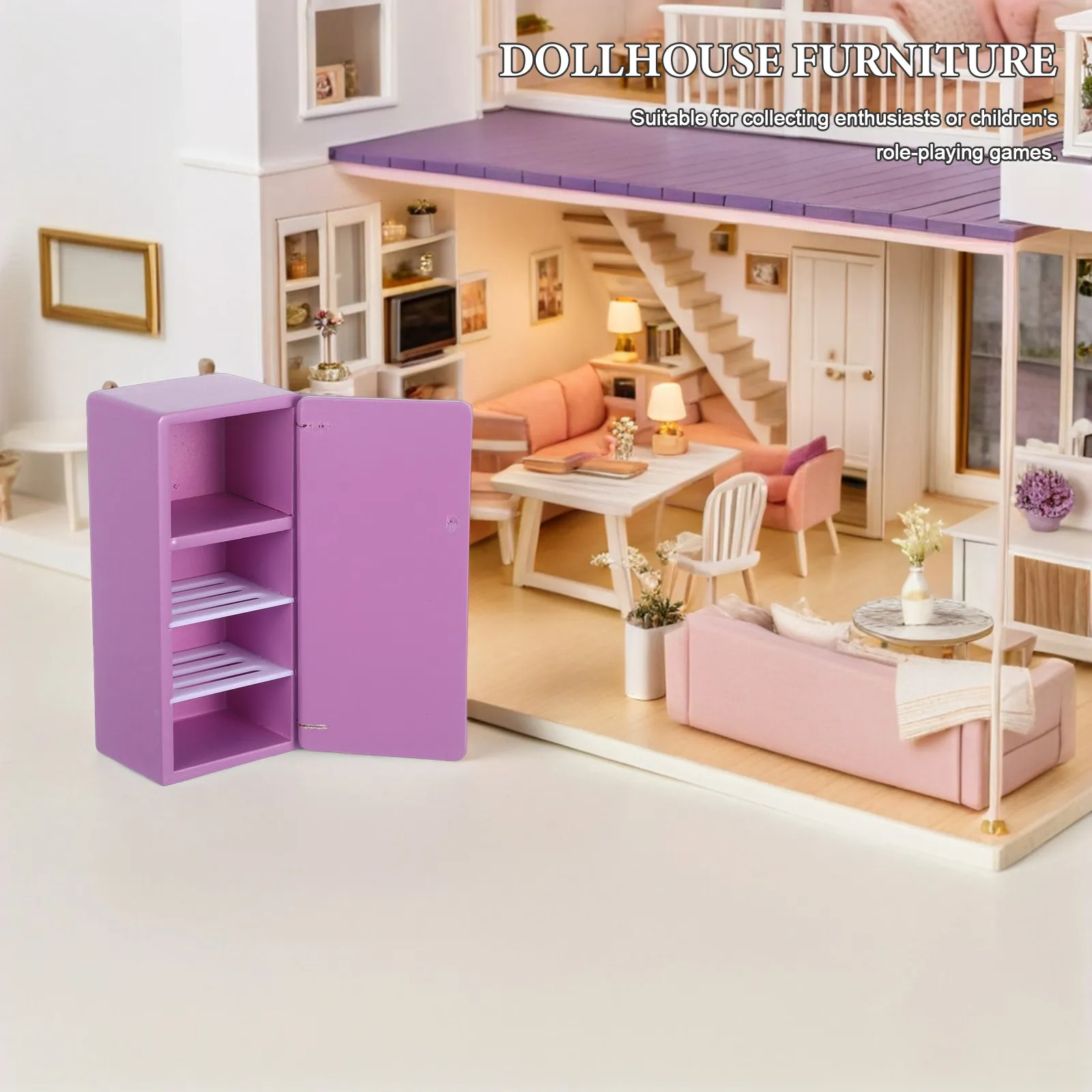 1:12 Scale Miniature Refrigerator Violet Finish - Realistic Dollhouse Kitchen Furniture for Pretend Play and Living Room Decor
1:12 Scale Miniature Refrigerator Violet Finish - Realistic Dollhouse Kitchen Furniture for Pretend Play and Living Room Decor