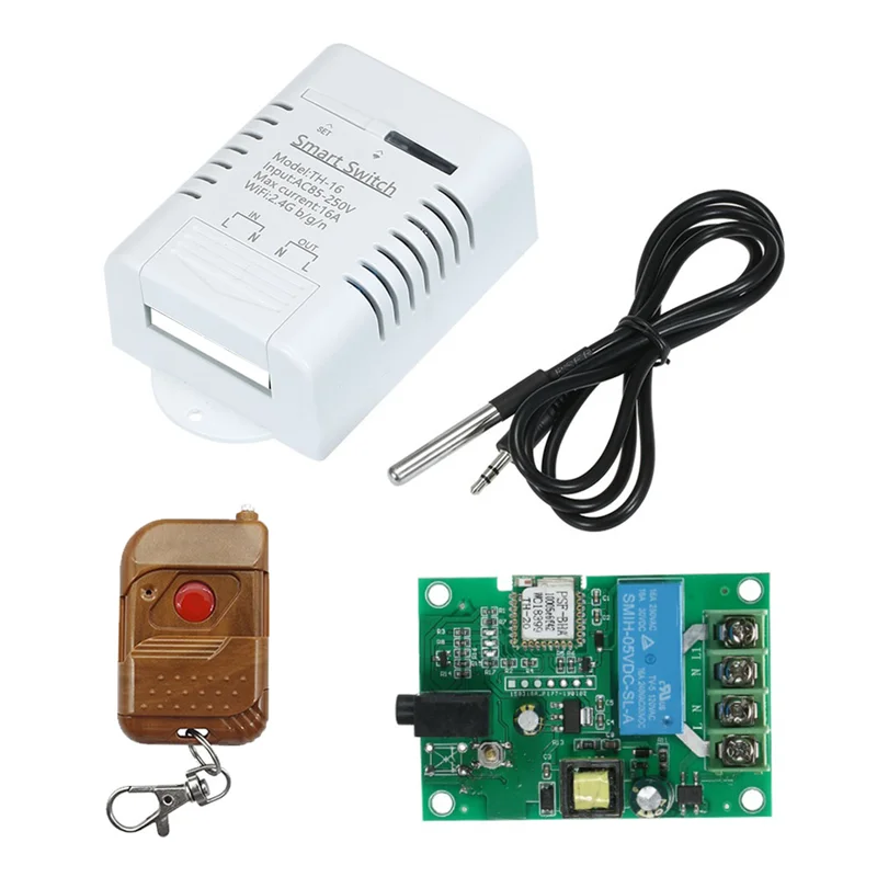 Модуль переключателя монитора температуры Ewelink + RF пульт дистанционного управления 16A 3000 Вт, подходит для Google Home Alexa
Модуль переключателя монитора температуры Ewelink + RF пульт дистанционного управления 16A 3000 Вт, подходит для Google Home Alexa