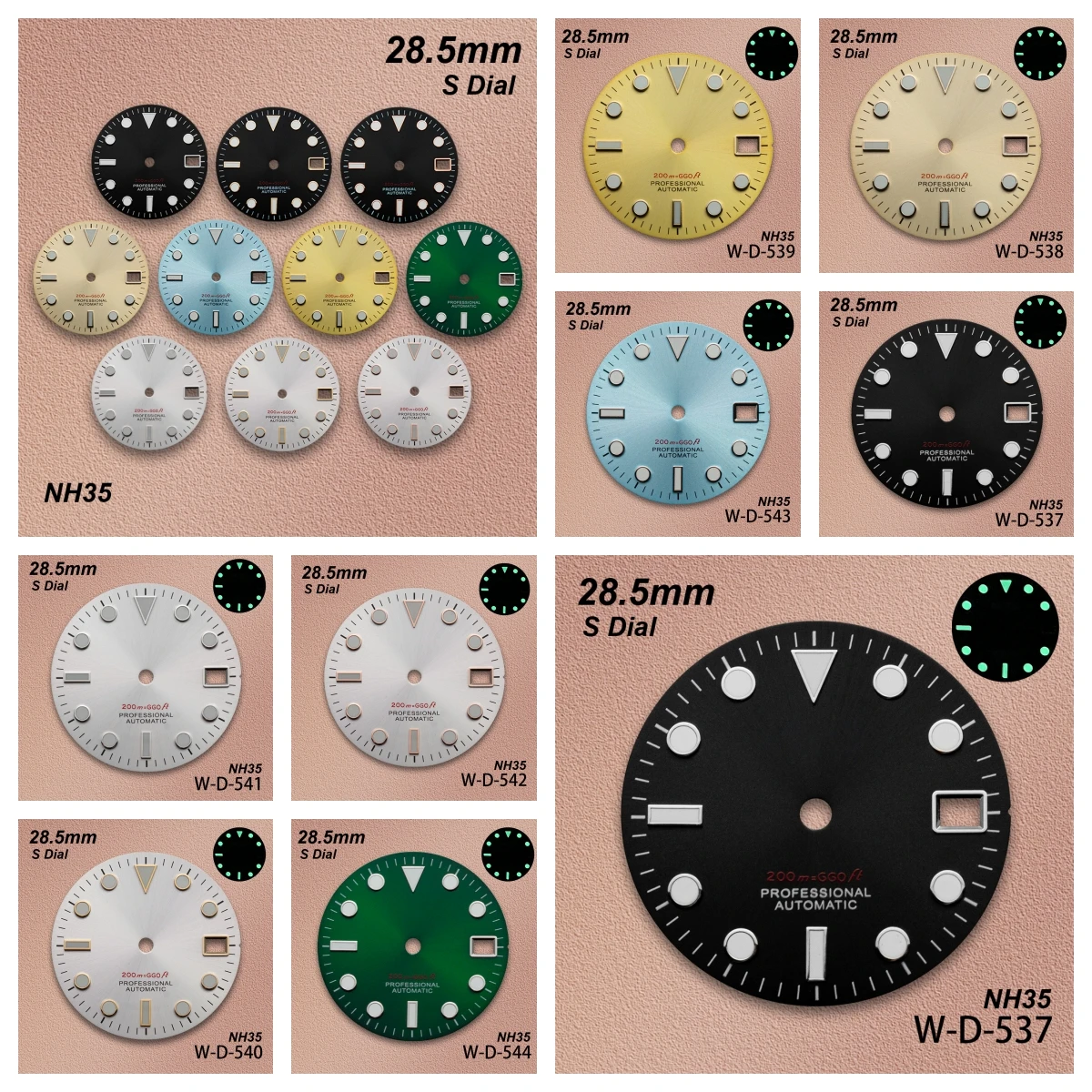 28.5mm S Logo SUB Sunburst Dial Fit NH35/NH36/4R/7S Movement Green Luminous Diving High-Quality Watch Modification Accessories
28.5mm S Logo SUB Sunburst Dial Fit NH35/NH36/4R/7S Movement Green Luminous Diving High-Quality Watch Modification Accessories